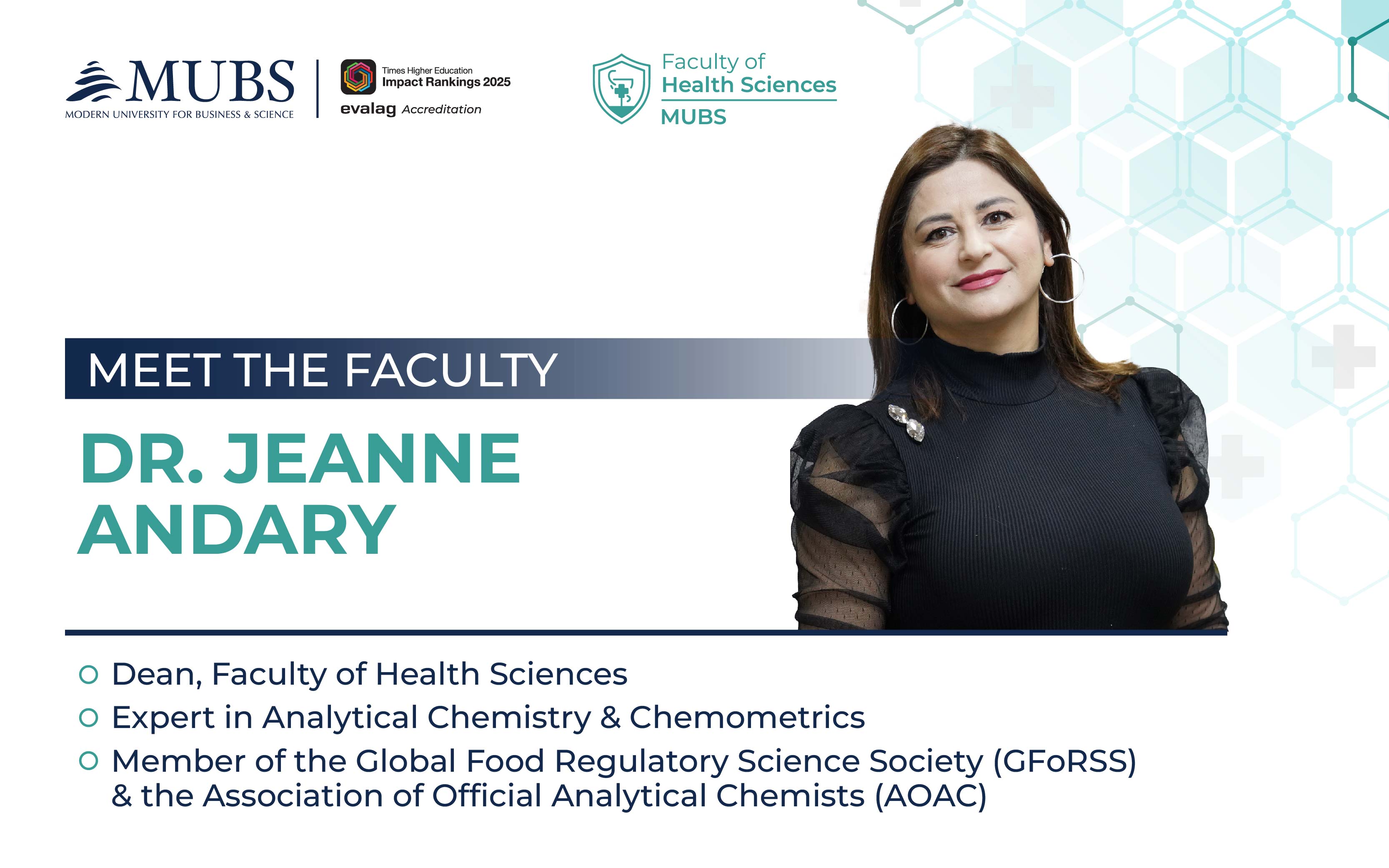 Faculty Highlight: Dr. Jeanne Andary, Dean of the Faculty of Health Sciences at MUBS